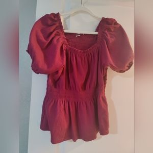 Old Navy puffed sleeve blouse L magenta